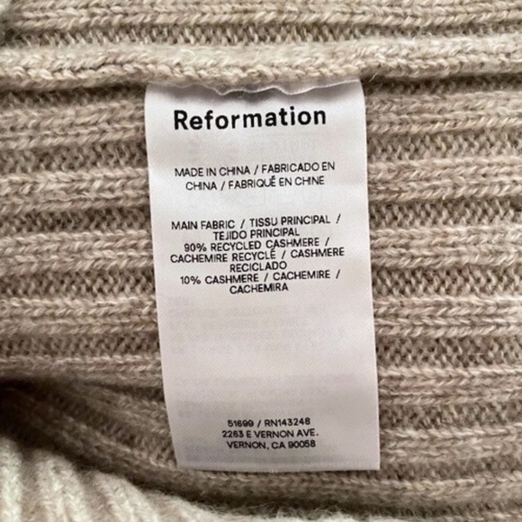 NEW Reformation Beckie Cashmere Collared Sweater Barley with Black Stripe Small - Picture 16 of 17